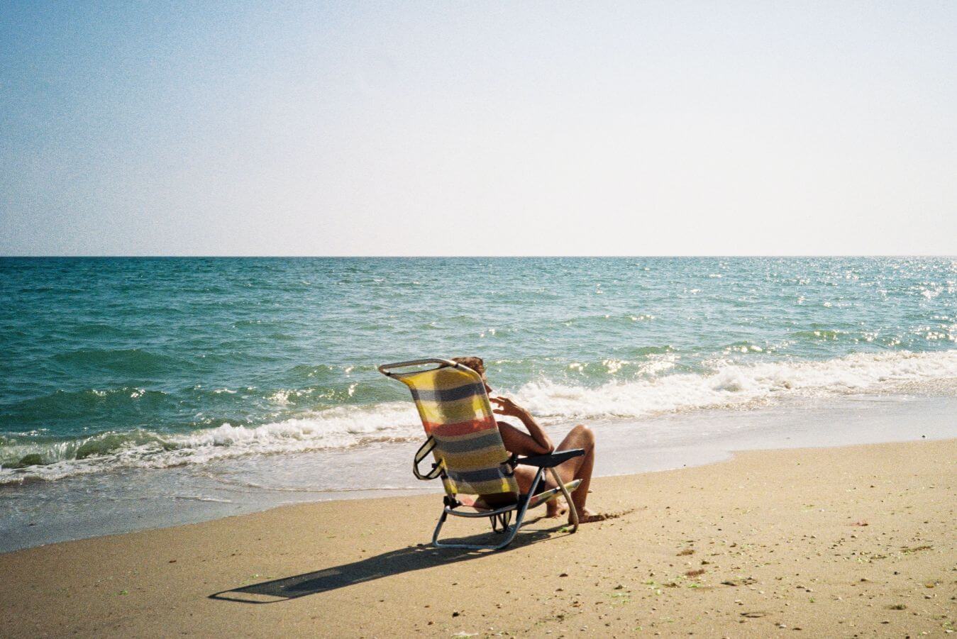 overexposed beach photo in a vintage aesthetic