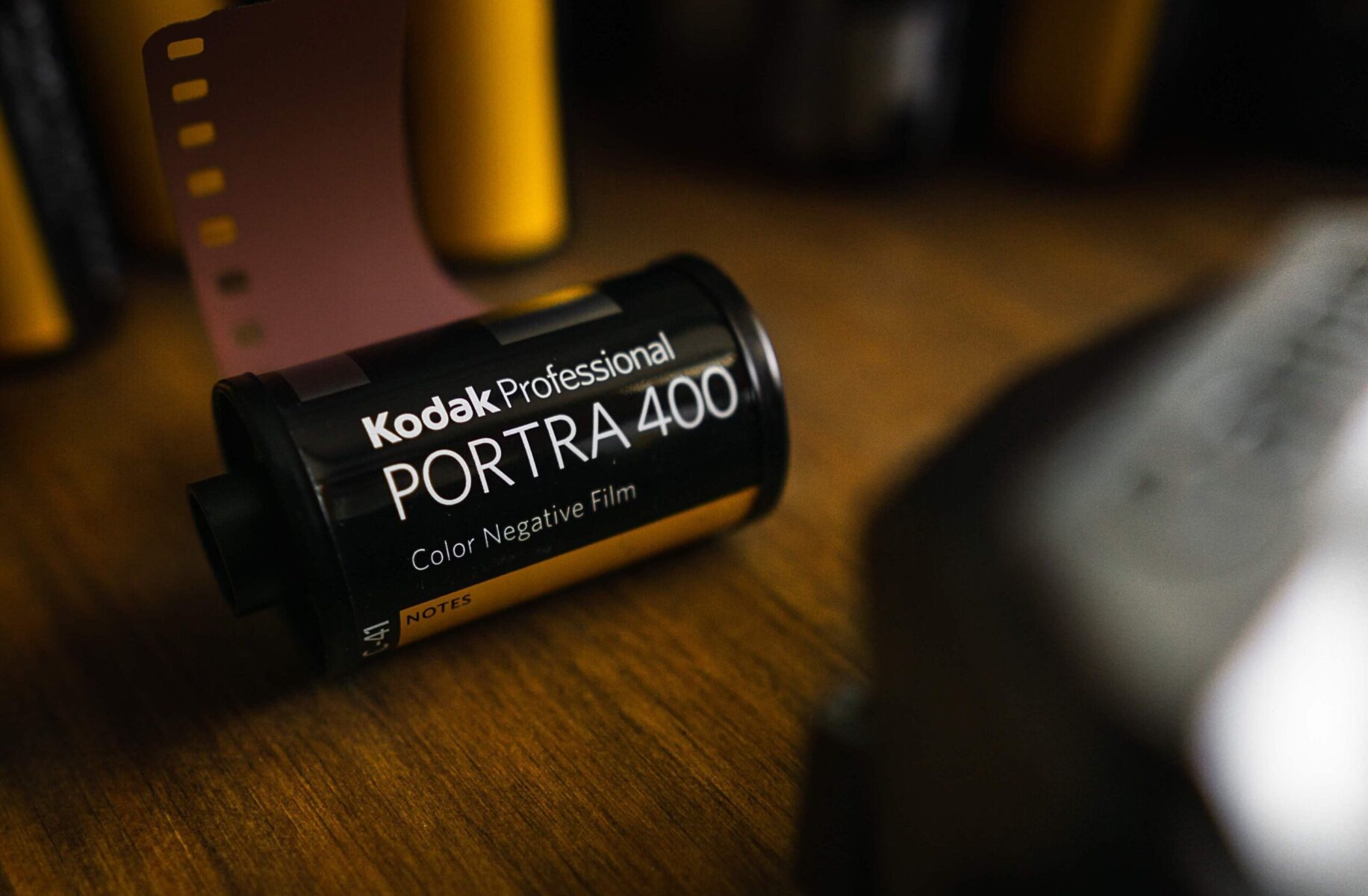kodak porta 400 35mm film stock on a table